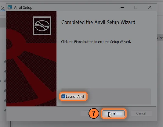 Completed the Anvil Setup Wizard, with Launch Anvil ticked