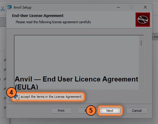 The licence agreement step